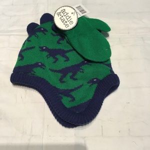 NWT Addie & Tate DINO Hat Mitten Set TODDLER Boy